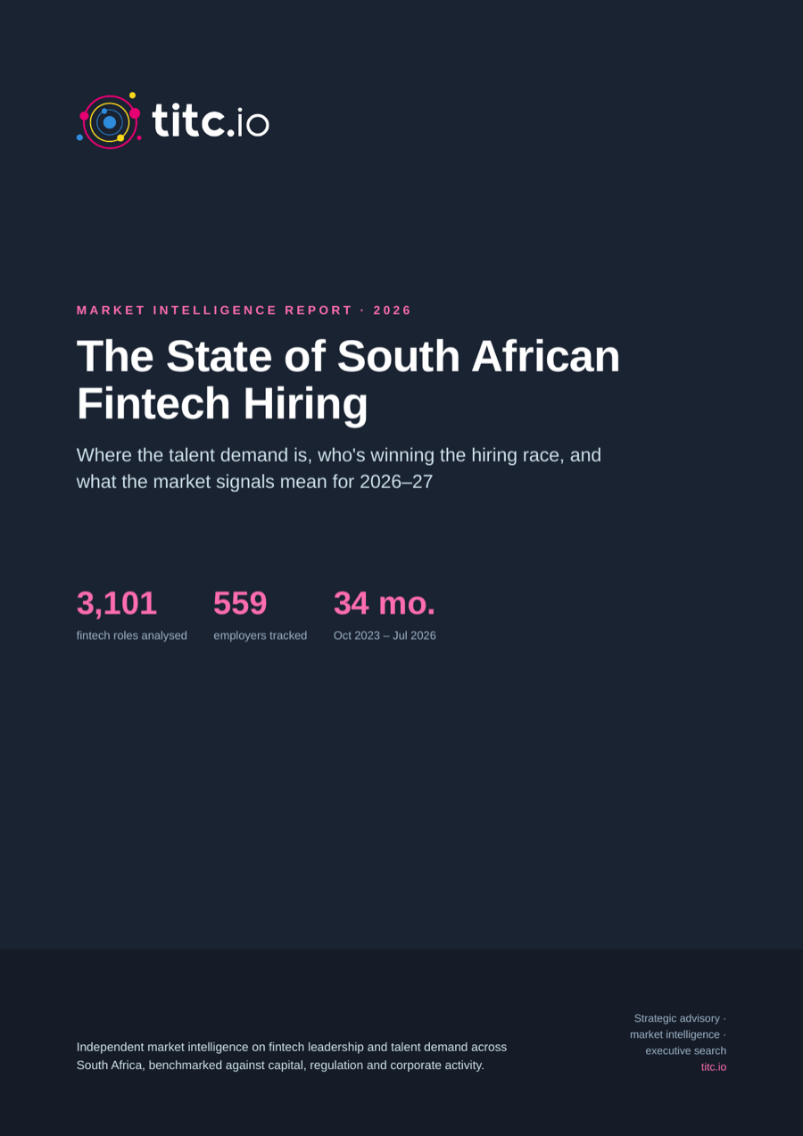 Cover of the TITC report, The State of South African Fintech Hiring 2026
